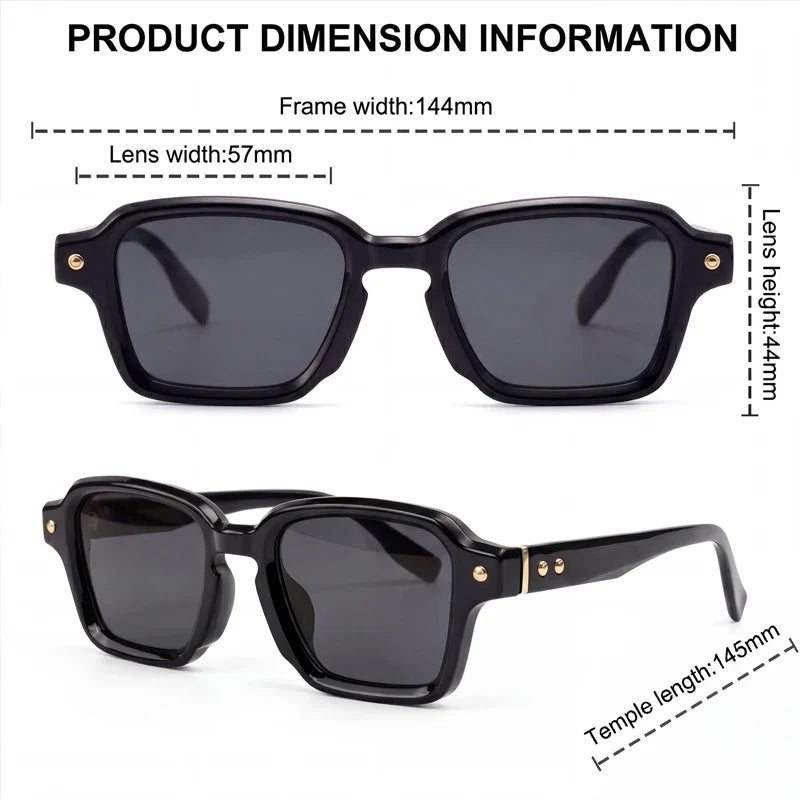 Photochromic Square Punk Sunglasses Men 2026 Luxury Brand Designer Rivet Sun Glasses Vintage Shades Male Driving Fashion Eyewear