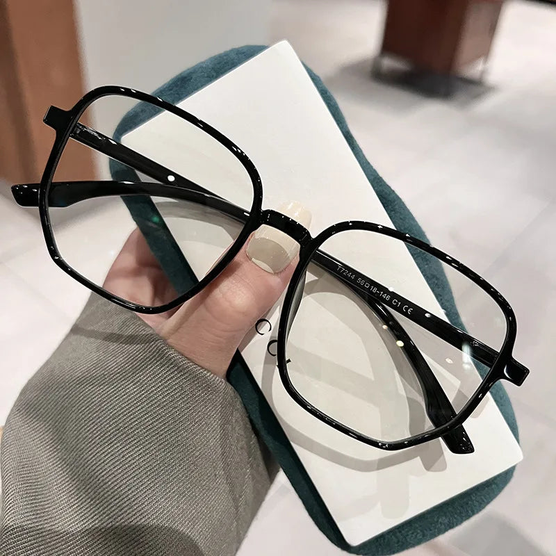 Ultra Light Myopia Glasses Men Women Minus Diopter Eyeglasses Trendy Large Size Square Frame Near Sight Eyewear