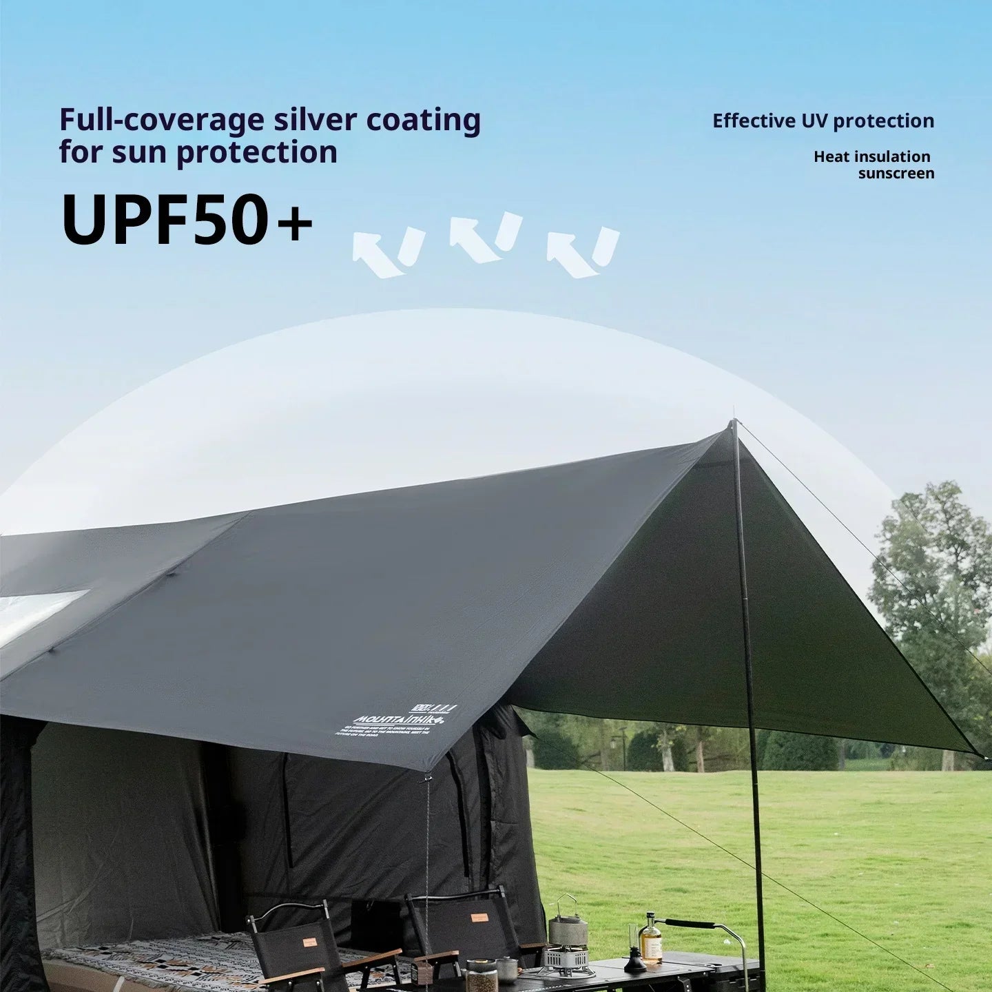 MOUNTAINHIKER 8+8m² Inflatable Tent Camping 4-6 Person Waterproof Family Awning Beach Tent Quick Open Fishing Picnic Park Tent
