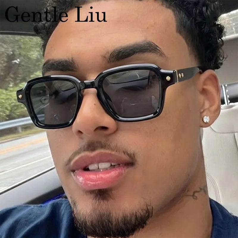 Photochromic Square Punk Sunglasses Men 2026 Luxury Brand Designer Rivet Sun Glasses Vintage Shades Male Driving Fashion Eyewear