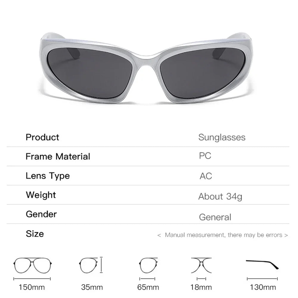 VIVIBEE Y2K Sunglasses Women Steampunk Mirror White Sports Mne Goggles UV400 Punk Sun Glasses 2026 Trending Product