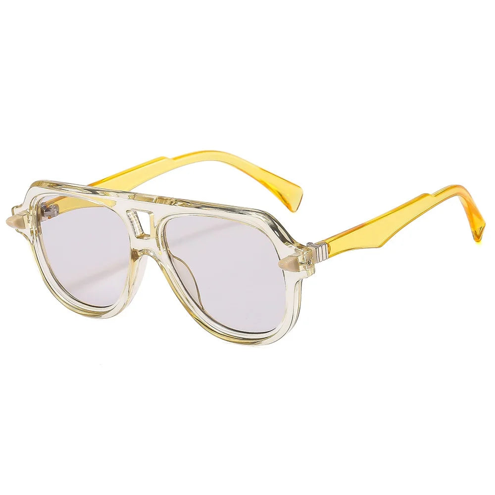 Double Bridges Pilot Sunglasses Women Retro Gradient Shades UV400 Trending Men Brand Designe Rivets Sun Glasses