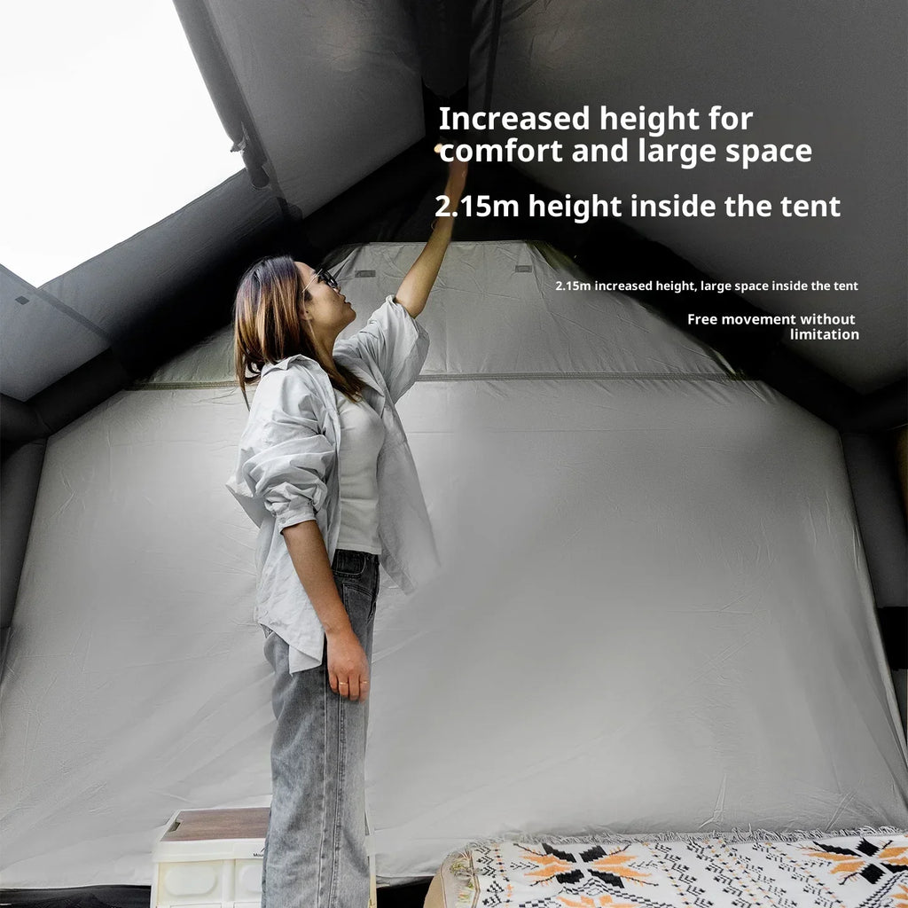MOUNTAINHIKER 8+8m² Inflatable Tent Camping 4-6 Person Waterproof Family Awning Beach Tent Quick Open Fishing Picnic Park Tent