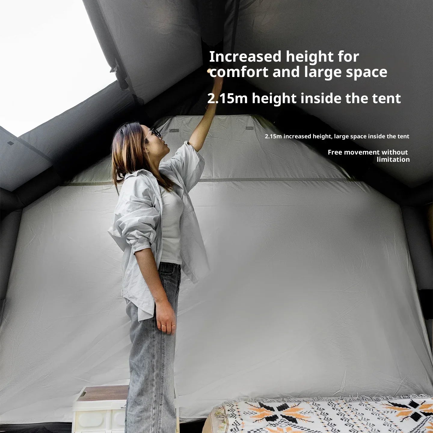 MOUNTAINHIKER 8+8m² Inflatable Tent Camping 4-6 Person Waterproof Family Awning Beach Tent Quick Open Fishing Picnic Park Tent