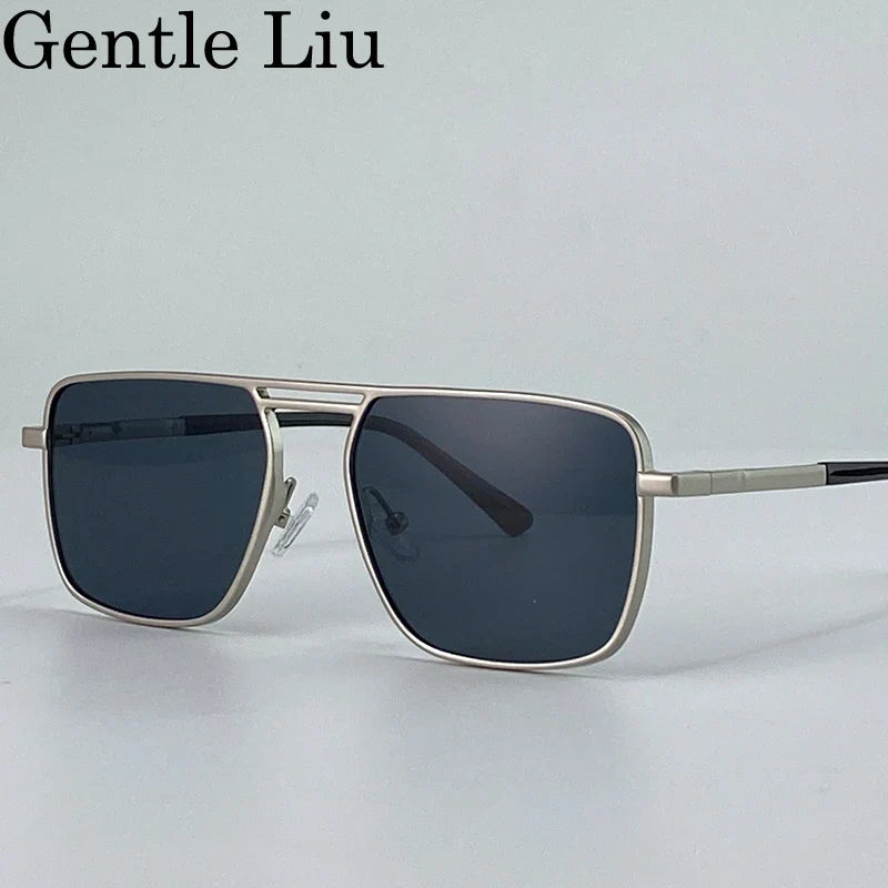 Oversized Square Punk Sunglasses Men 2026 Luxury Brand Retro Double Beam Sun Glasses For Male Steampunk Driving Eyewear UV400