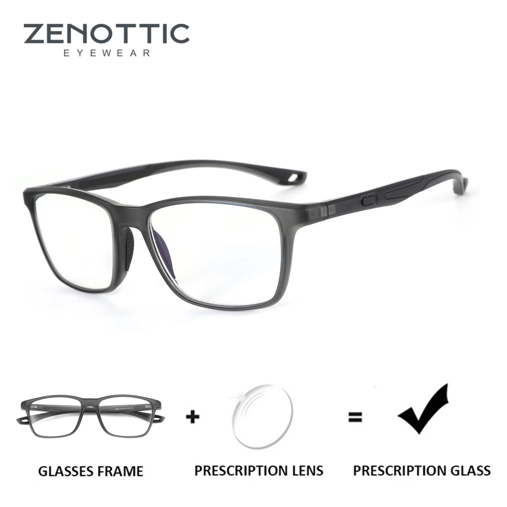 ZENOTTIC Square Sport Prescription Glasses Myopia Eyewear Fashion Photochromic Progressive Optical Eyeglass for Men Women