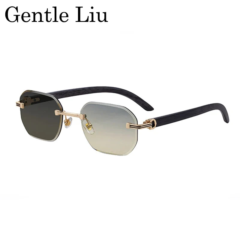 Vintage Square Rimless Sunglasses Men 2026 Luxury Brand Trendy Frameless Punk UV400 Eyewear Anti Blue Light Prescription Glasses
