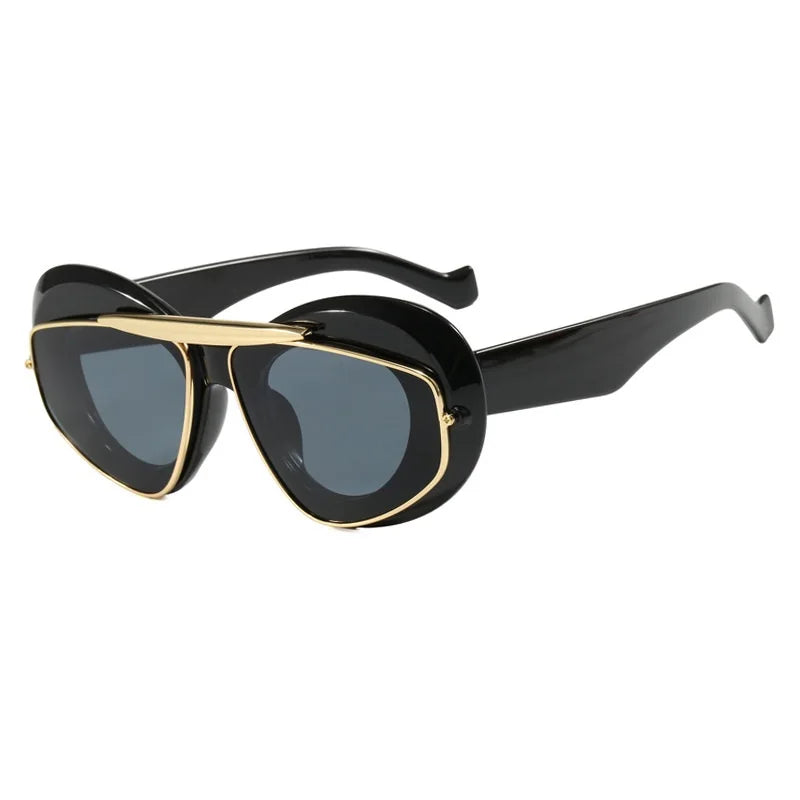 NEW Punk Oval Sunglasses 2000'S Women Men Y2K Hip Hop Luxury Brand Square Sun Glasses UV400 Unisex Shades Eyewear