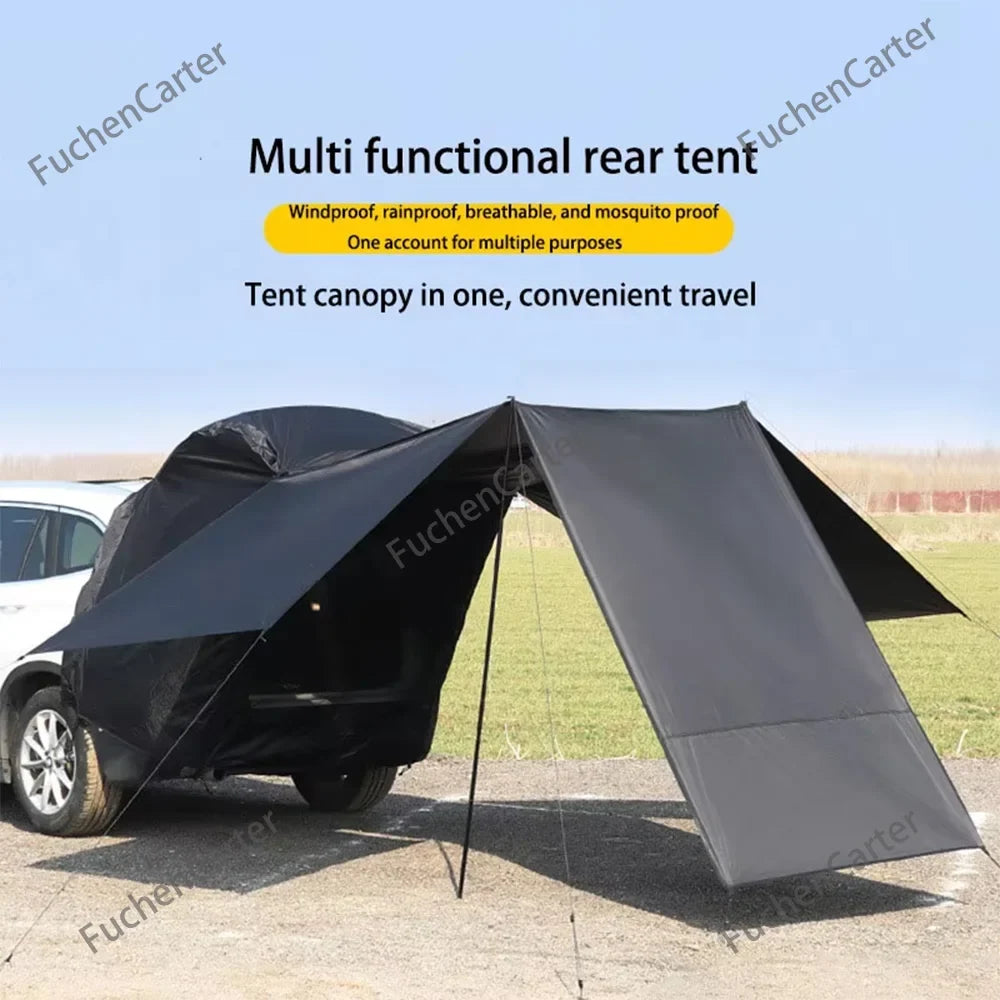 Outdoor Car Camping Tent Portable SUV Rear Trunk Tent 3-Sided Extended Tailgate Shade Shelter Vehicle Rear Waterproof Shelter