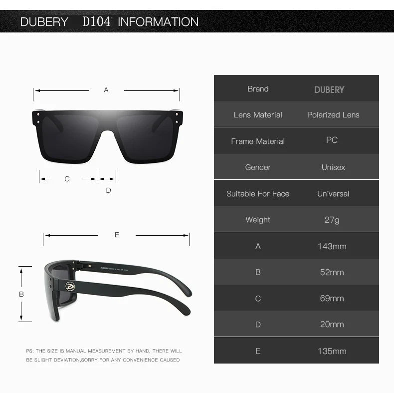 DUBERY Polarized Sunglasses One Piece Lens Men Oversized Sunglasses UV400 Women Rimless Fashion Safety Sun Glasses Italy Design