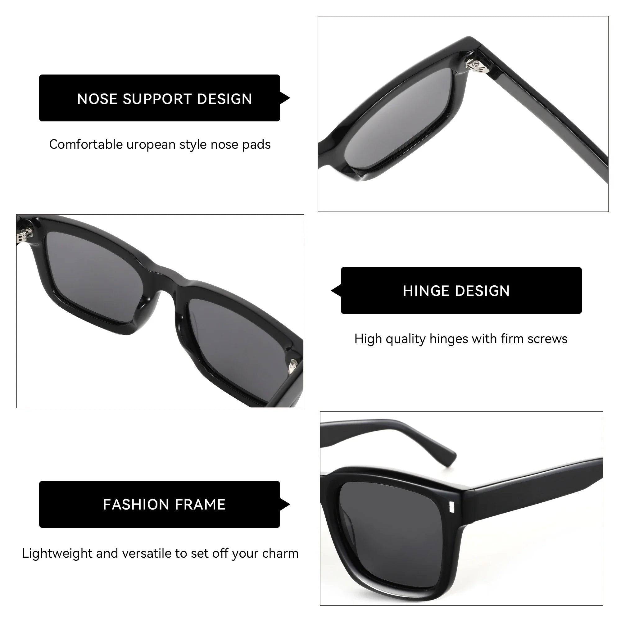 Z 2026 Trend Square Polarized Sunglasses Handmade Acetate Sun Glasses Fashion Patchwork Shades ZS6240