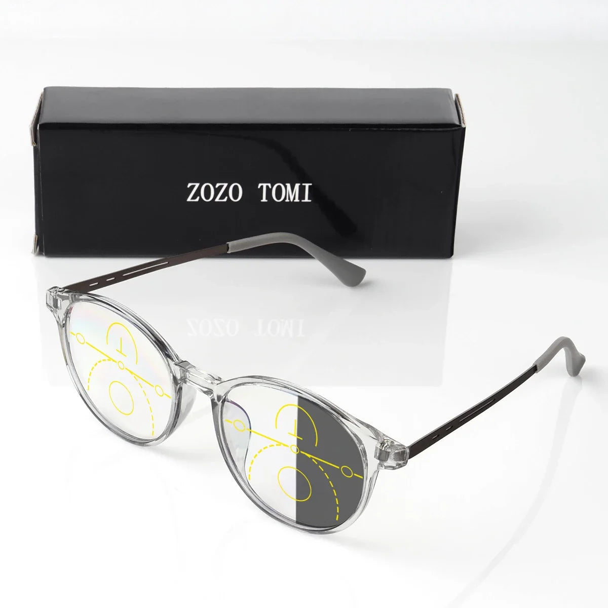 Men Women Progressive Multifocal Reading Glasses Round Design Titanium Alloy Luxury Brand Designer Clear Lens Comfortable Wear