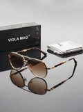 VIOLA MAG Retro Metal Gradient Toad Mirror, Unisex Daily Glasses for Commuting and Driving Decoration, with Glasses Bag