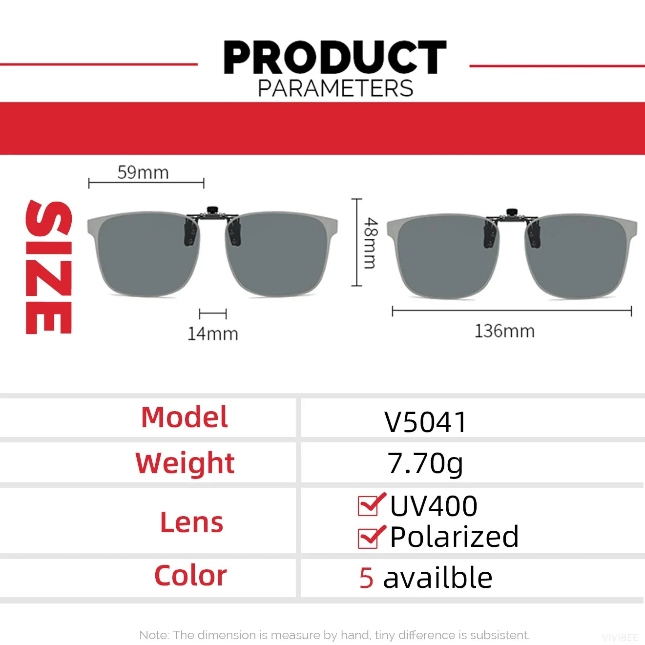 VIVIBEE Polarized Clip on Flip Up Rimless Sunglasses for Anti-Glare Night Driving Square Glasses UV  Eyeglasses