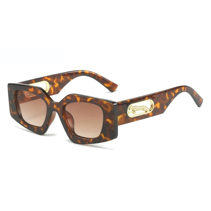 New Cat Eye Sunglasses Women Men Square Gradients Lens PC Frame Leopard Decorate Brand Designer Sun Glasses UV400 Shades