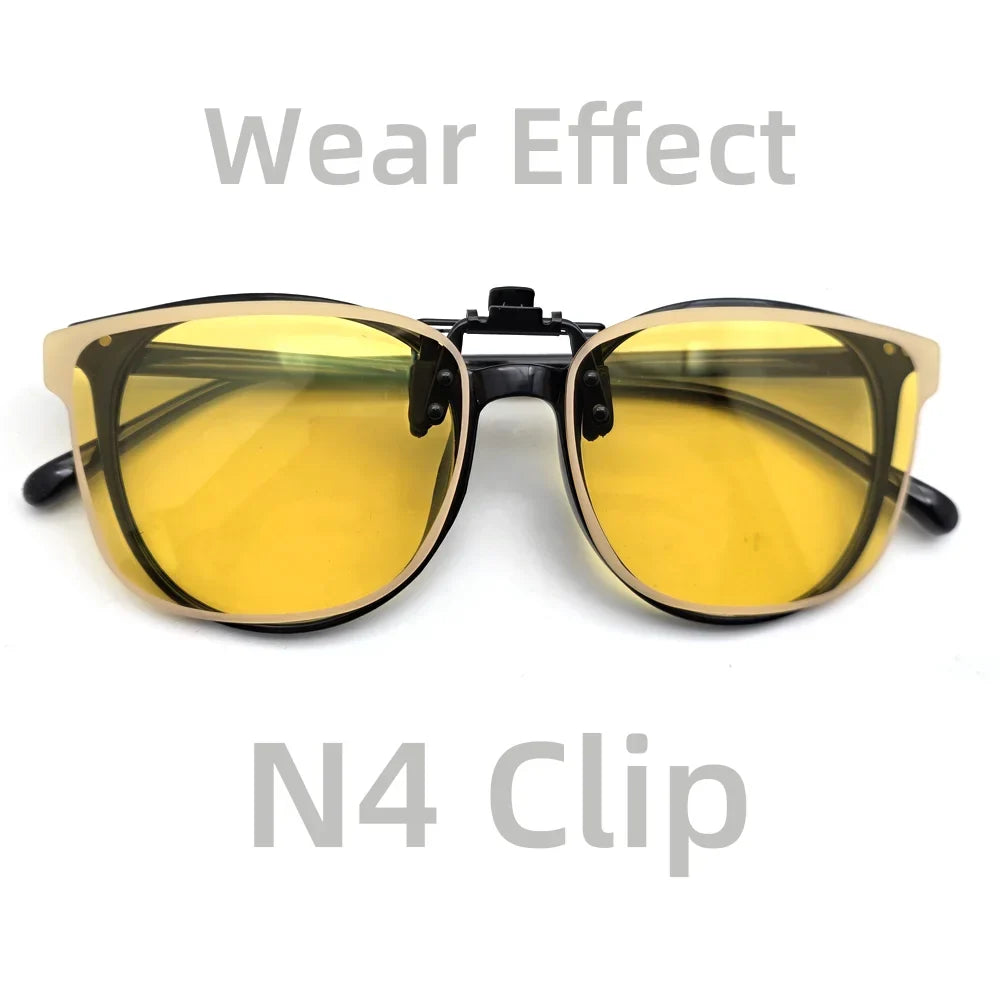 VIVIBEE Flip Up Clip On Night Vision Glasses Polarized Men Driving Yellow Sunglasses Women UV400 Fishing Universal Clips