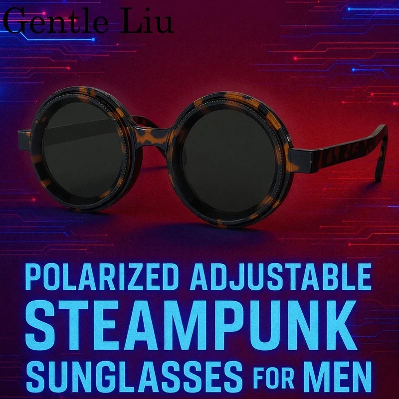 ND9 Adjustable Dimming Polarized Round Sunglasses Men 2026 Luxury Brand Punk Fishing Sun Glasses Outdoor Eyewear UV400 Shades