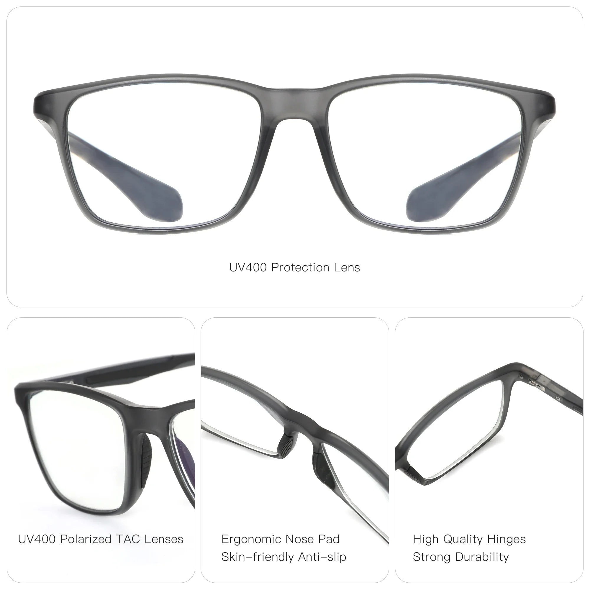 ZENOTTIC Square Sport Prescription Glasses Myopia Eyewear Fashion Photochromic Progressive Optical Eyeglass for Men Women