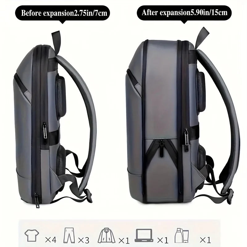 Guangzhou-made single-piece men's solid color expandable business backpack with durable zipper and multiple compartments