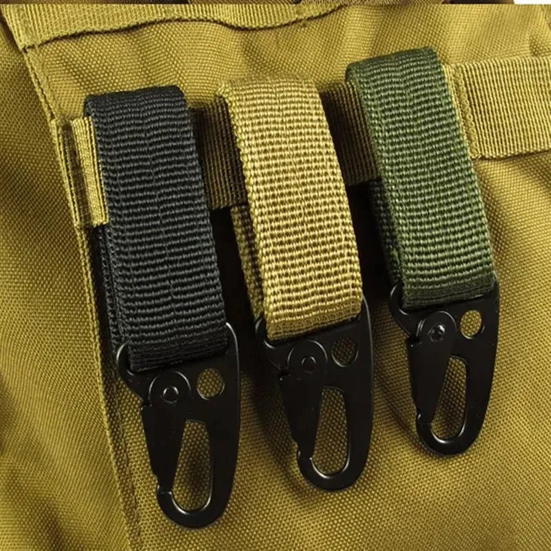 1-3 PCS.Tactical Hanging Buckle Molle Nylon Webbing Carabiner Belt Triangle Keychain for Outdoor Climbing Camping Tool Accessory