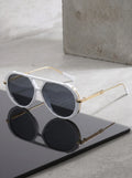 Double Beam Square Sunglasses For Men And Women, Retro Outdoor Driving Fashion Glasses