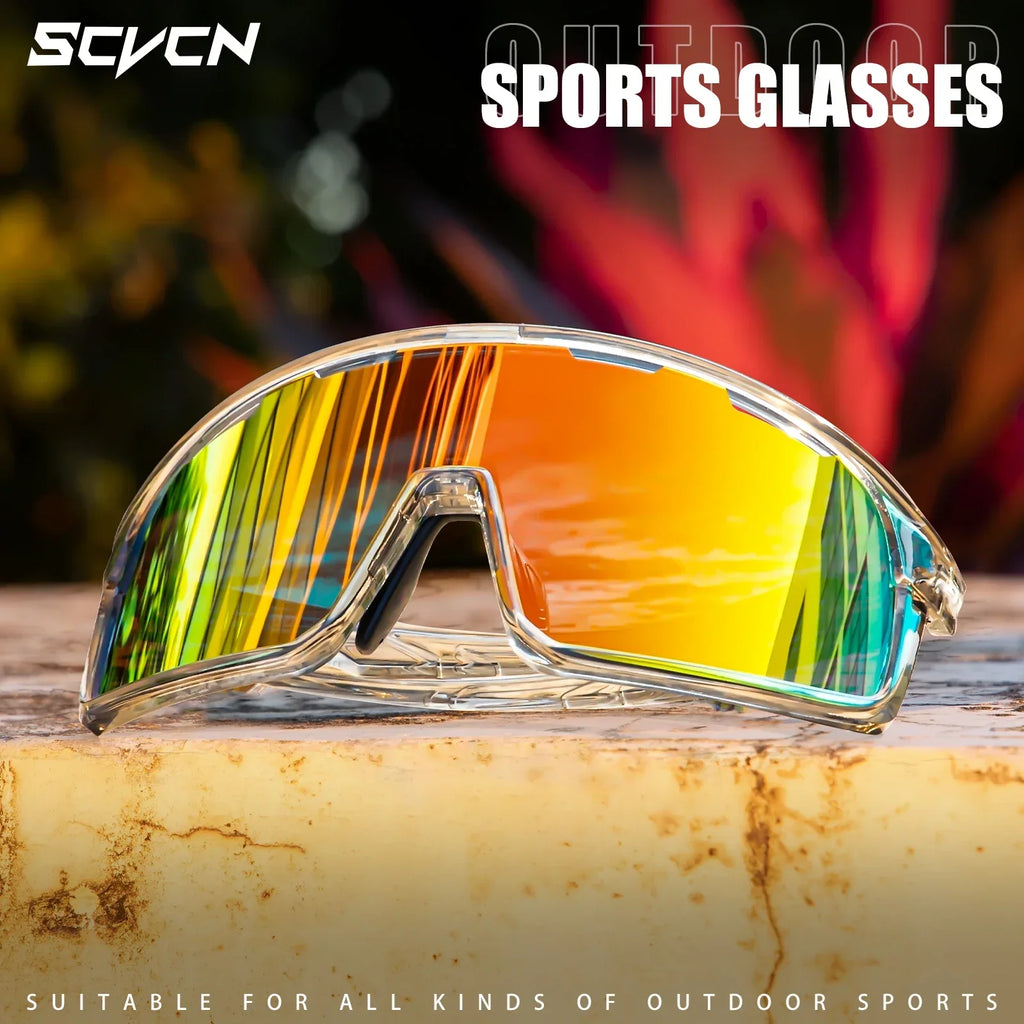 SCVCN Men Outdoor Sports Glasses Photochromic Sunglasses Bicycle Cycling Glasses Women Driving Bike Eyewear UV400 Hiking Goggles