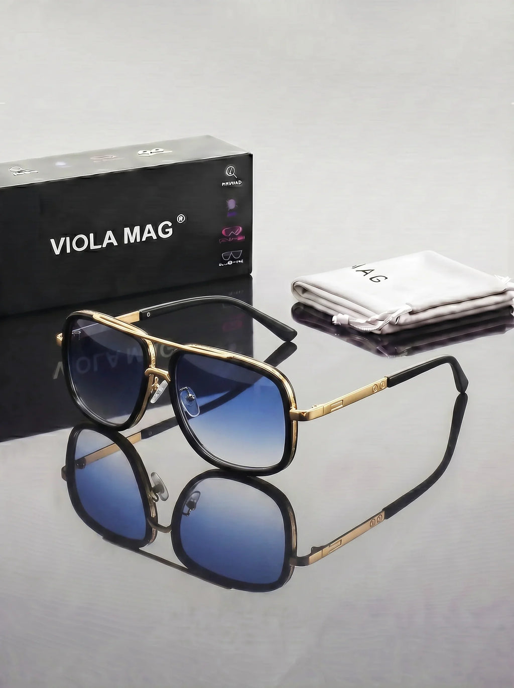 VIOLA MAG Luxury Retro Double Bridge Aviator Sunglasses, Premium  Pilot Eyewear, Fashion Designer Shades with Protective Velvet