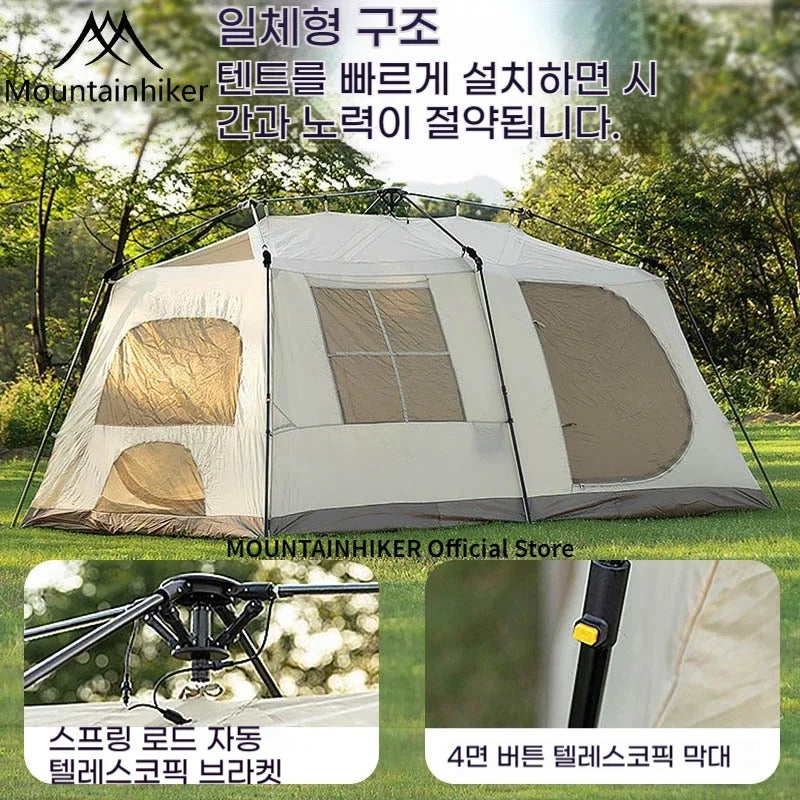 MOUNTAINHIKER One-button Tent Living Shell Shelter Ridge Tent Two Bedrooms and One Living Room Automatic Beach Outdoor Large