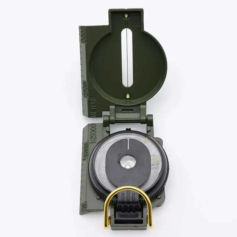 Outdoor Survival Compass Mountaineering Camping Plastic Military Green Flip-top Compass Guidebook Portable