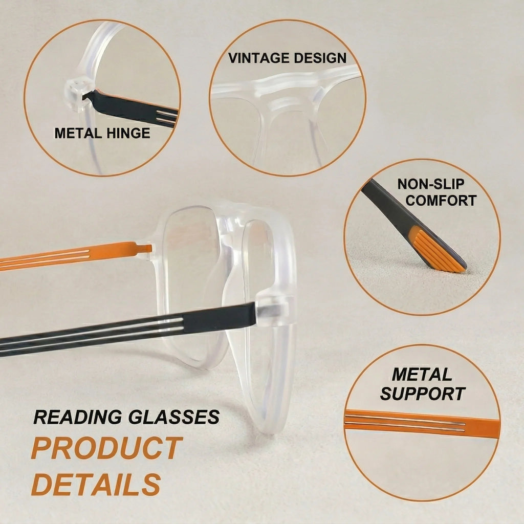 Men Women Square Reading Glasses Ultralight Classic Large Frames Luxury Designer Brand Eyewear Comfortable Wear Stylish Glasses
