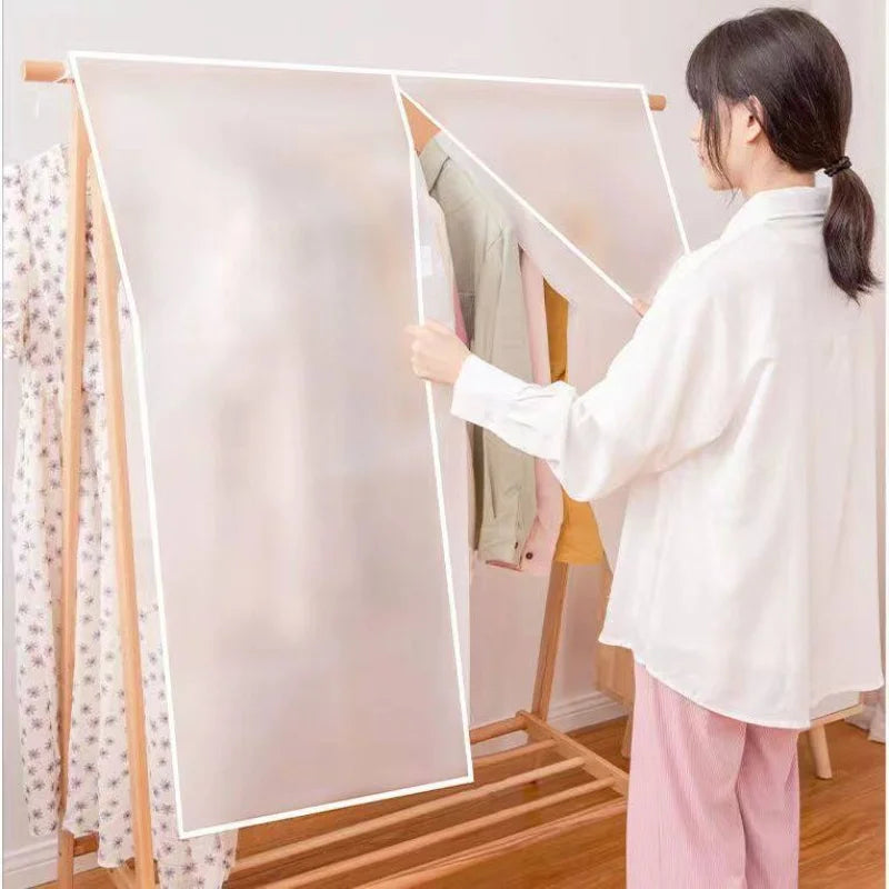 Translucent Waterproof Dustproof Clothes Hanging Garment Bag, Wardrobe Storage Organizer for Suits Dresses