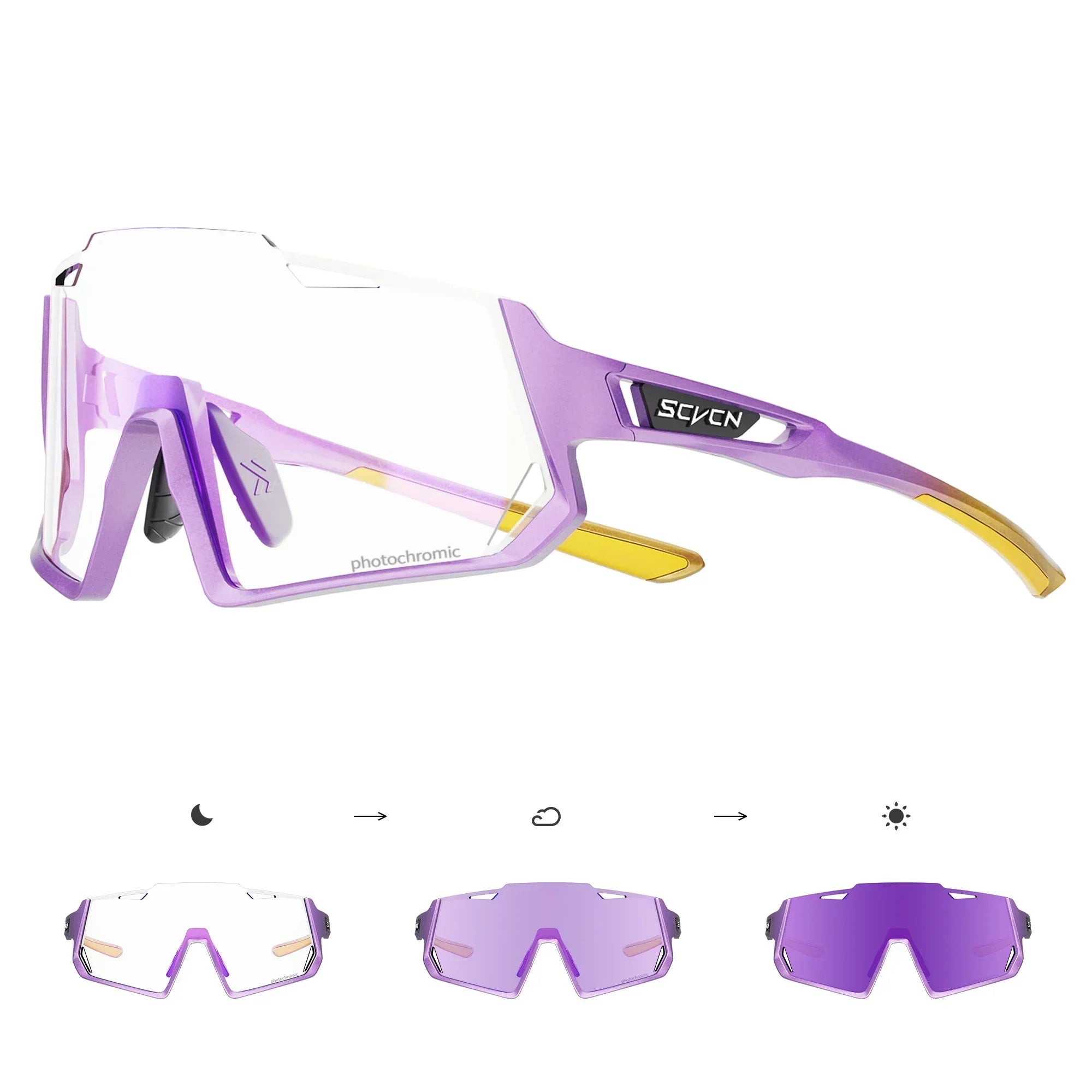 SCVCN New Photochromic Cycling Sunglasses UV400 Men Women Outdoor Sports Running Glasses MTB Drving Hiking Eyewear HD Lens