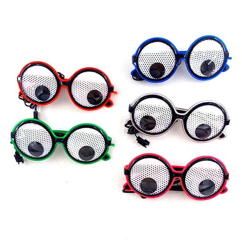 LED Lovely Eyeball Movable Glasses Neon Music Rave Fluorescent Party CHRISTMA DECOR Light Round Frame Funny Cartoon Glasses