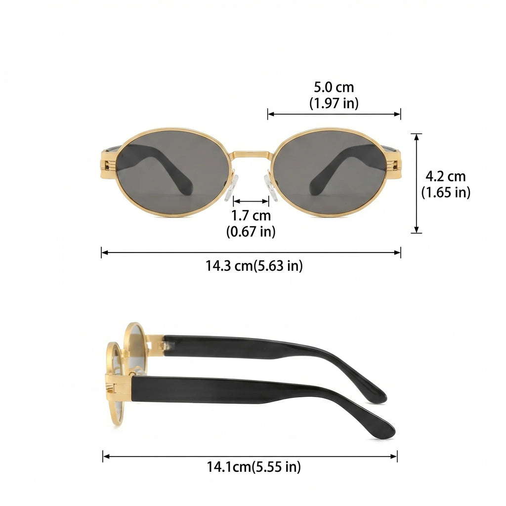 VIOLA MAG Retro Oval Sunglasses for Men Women, Vintage Small Round Polarized Sun Glasses, UV400 Protection Fashion Shades with F