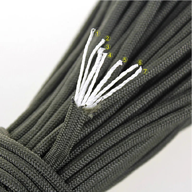 7 Cores 550 Paracord Cord 3 5 10 31 M Dia.4mm For Survival Lanyard Parachute Rope Camping Hiking Clothesline Tent Accessories