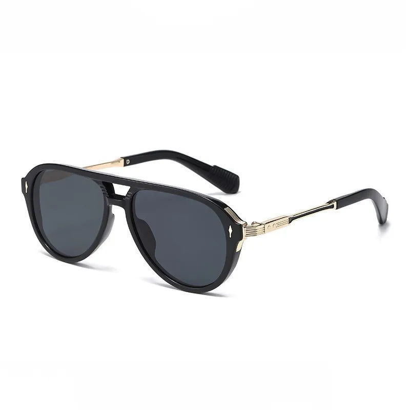 Retro Double Bridges Pilot Women Luxury Sunglasses Fashion Rivets Men Shades UV400 Trending Outdoor Sports Sun Glasses