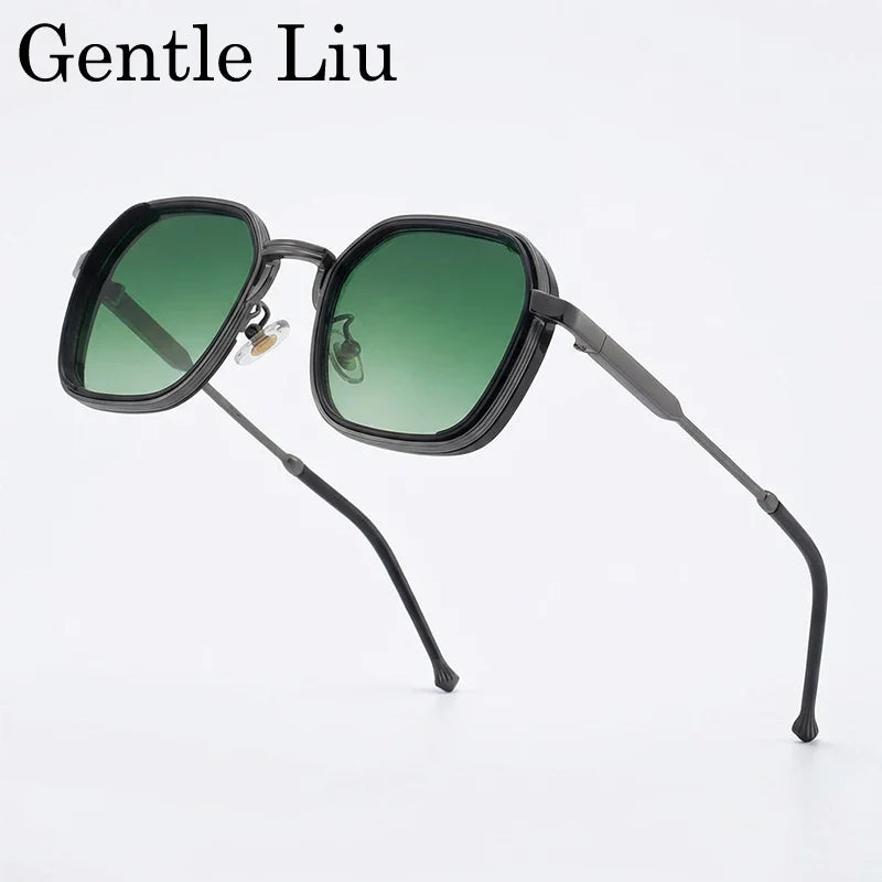 2026 Vintage Steampunk Square Sunglasses Men Polygon Small Metal Frame Sun Glasses Punk Black Eyewear For Male Driving Shades