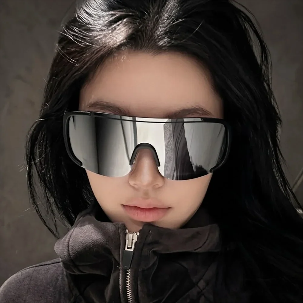 Fashion Oversized Windproof Sunglasses Men Women Shield Shielded Cycling Glasses Sports Ski Hiking Goggles Anti-Glare Sunshade