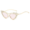 Ins New Luxury Double Beam Cat Eye Women Sunglasses Y2K Personality Flower Diamond Design Trend Men Casual Gafas De Sol UV400