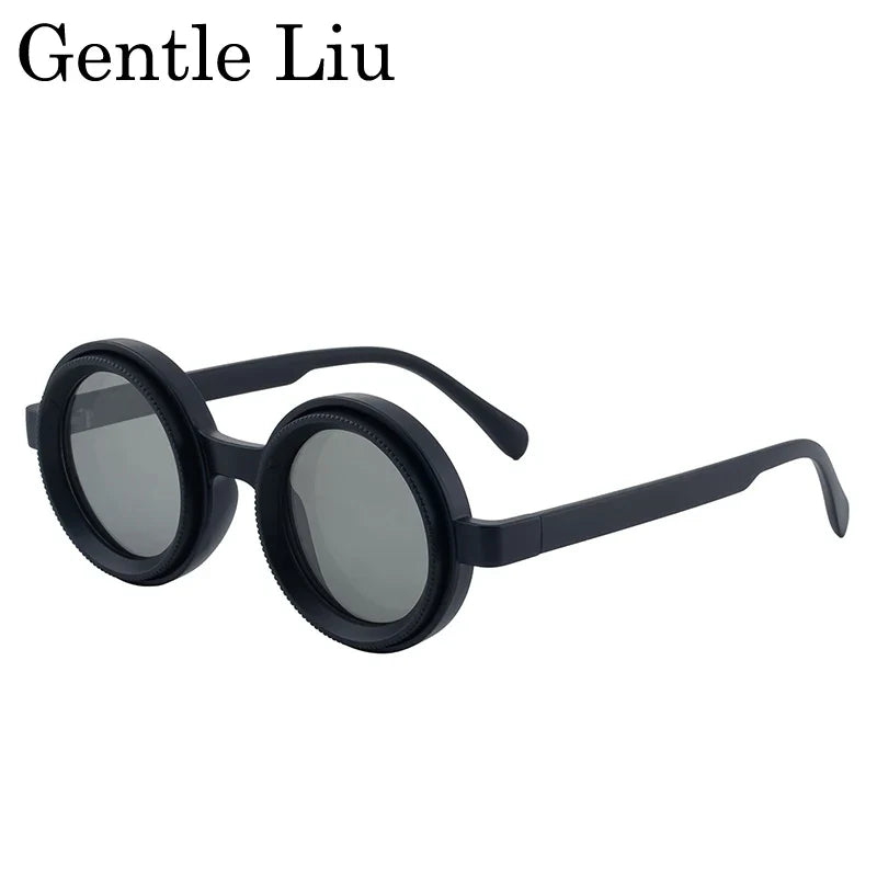 ND9 Adjustable Dimming Polarized Round Sunglasses Men 2026 Luxury Brand Punk Fishing Sun Glasses Outdoor Eyewear UV400 Shades