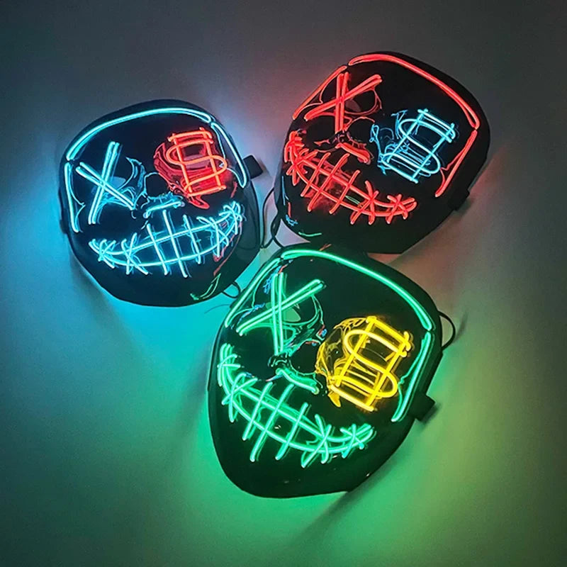 LED Light Up V For Vendetta Mask Anonymous Luminous Full Face Mask Glow In Dark Party Rave Halloween Cosplay Costume Props