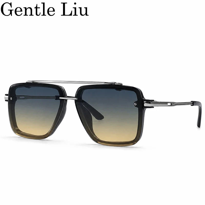 Steampunk Square Double Bridge Sunglasses Men Big 2026 Luxury Brand Designer Retro Punk Driving Sun Glasses Metal Frame Eyewear