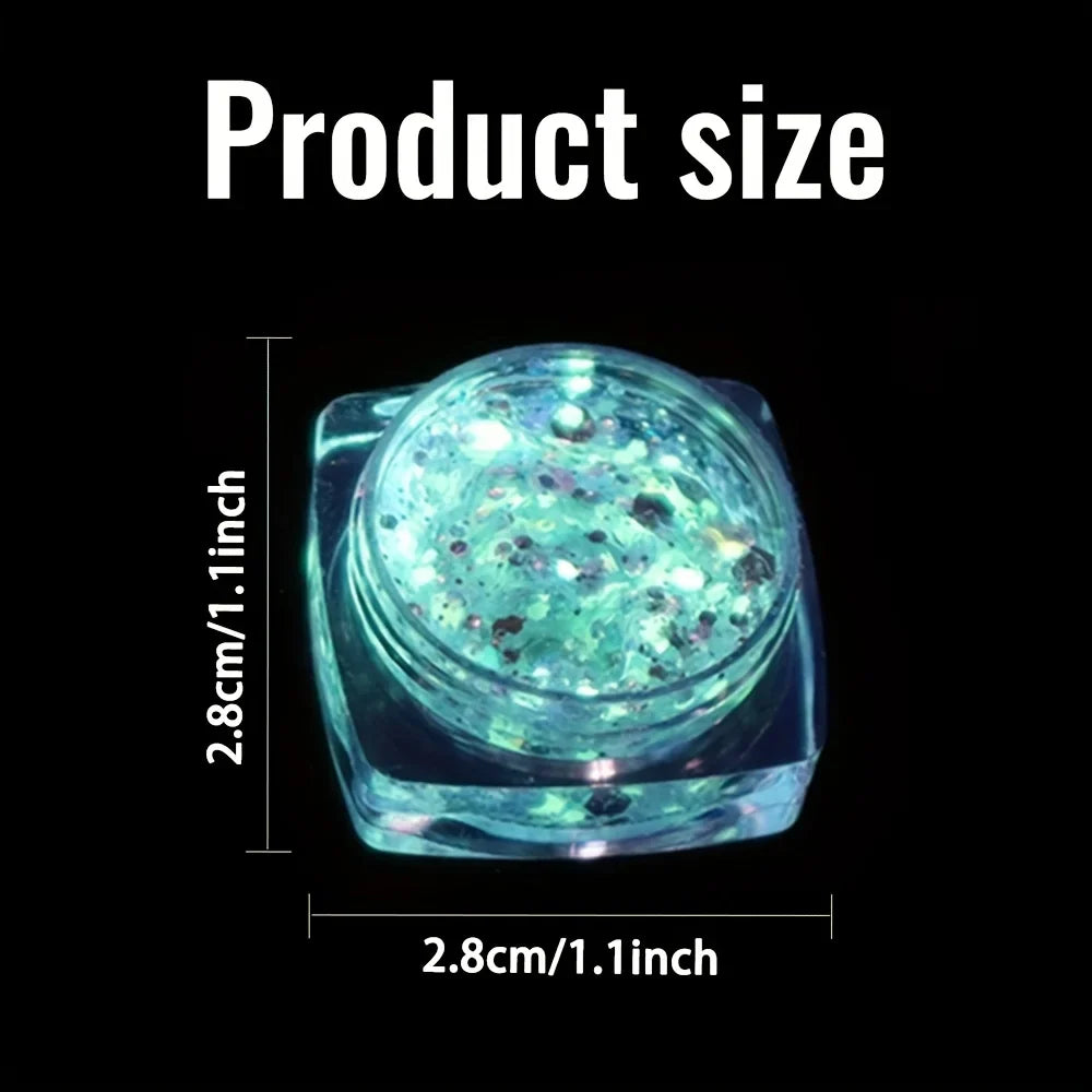 6pcs Glow in The Dark Glitter Gel Water-Based Chunky Glitter for Mardi Gras Christmas Carnival Rave Festival Outfits