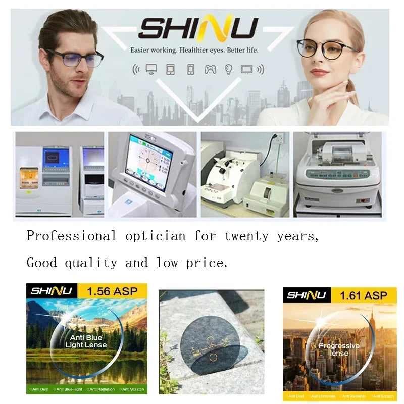 SHINU Women Progressive Multifocal Reading Glasses Anti Blue Light 2025 Luxery Hyperopia Presbyopia Photochromice Eyeglasses