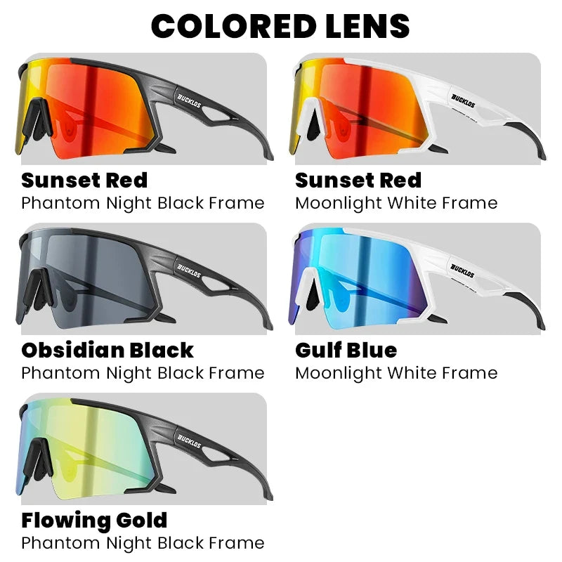 BUCKLOS Polarized Cycling Glasses UV400 Outdoor Sports Sunglasses Men Women MTB Cycling Goggles Road Bike Eyewear