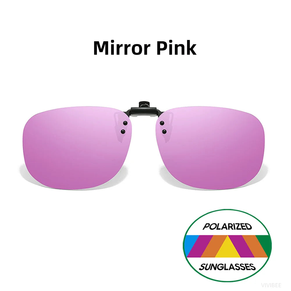VIVIBEE Flip Up Clip On Sunglasses Polarized Men Square UV400 Photochromic Night Vision Women Classic Mirror Clips