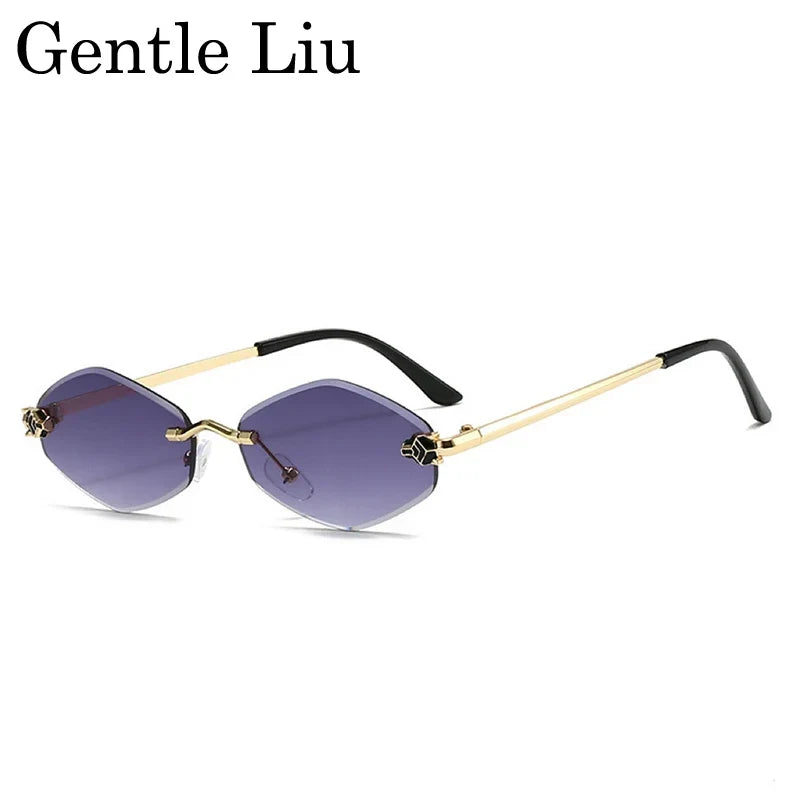Fashion Rimless Hexagon Sunglasses Women 2026 Luxury Brand Y2K Punk Sexy Travel Sun Glasses For Ladies Frameless Rhombus Eyewear
