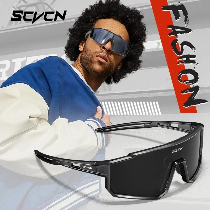 SCVCN New Cycling Glasses UV400 Sports Running Sunglasses Men Women Outdoor Drving Hiking Riding Goggles MTB Bicycle Eyewear