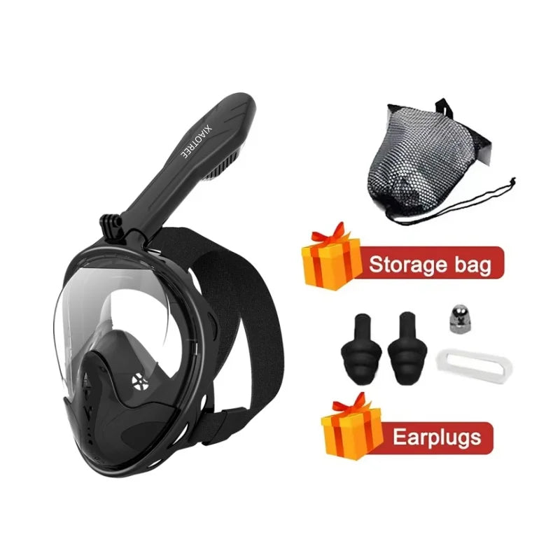 XIAOTREE Full Face Snorkel Mask with Detachable Camera Mount,Snorkeling Swimming Diving Mask Wide View Anti-Fog Anti