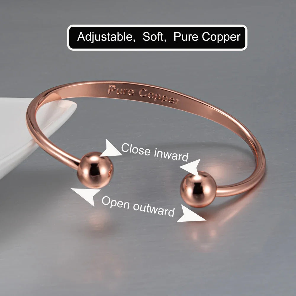 Vinterly Pure Copper Bracelets Magnetic Shiny Adjustable Bangles Arthritis Pain Relief Health Magnet Jewelry Anti Radiation